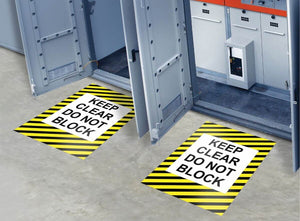 Do Not block floor sign 36" in front of electrical panel in an industrial setting