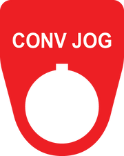 Conveyor Jog Legend Plate for control panel - red 22 mm