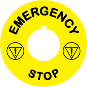 Emergency Stop Button ID Plate - Yellow Round