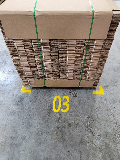 Large marking number on warehouse floor with pallet and yellow angles 