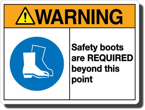 Warning Safety Boots Required Aluminum Sign