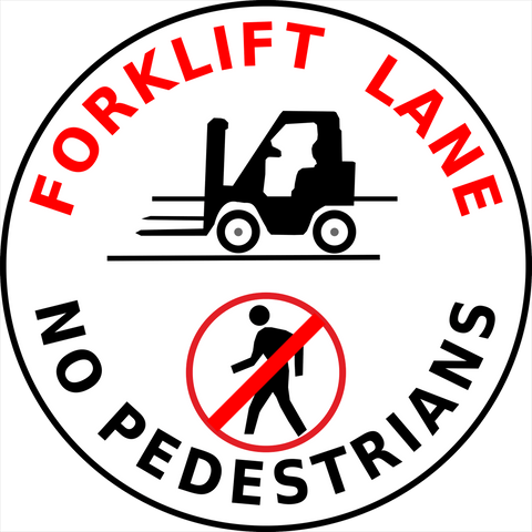 Heavy Duty Floor Sign with forklift lane only no pedestrians message for traffic safety