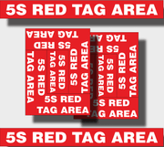 5S Red Tag Floor Marking Kit. Red floor angles and floor tape with text