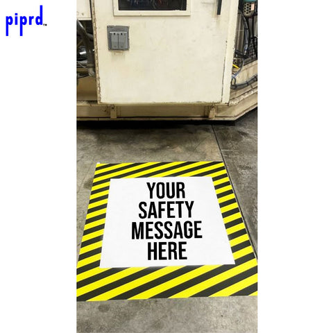 Custom Floor Sign with Hazard Stripes