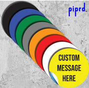 Custom Circle Floor Decals  with peel and stick backing and a variety of colors stacked