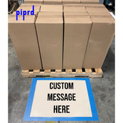 Custom warehouse floor sign marking area in front of pallet or boxes