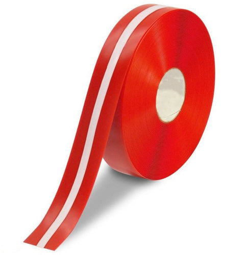 2 Color Floor Stripe Tape - Mighty Line 2" Red with White center