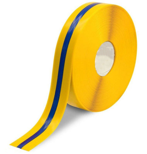 2 Color Floor Stripe Tape - Mighty Line 2" Yellow with Blue center
