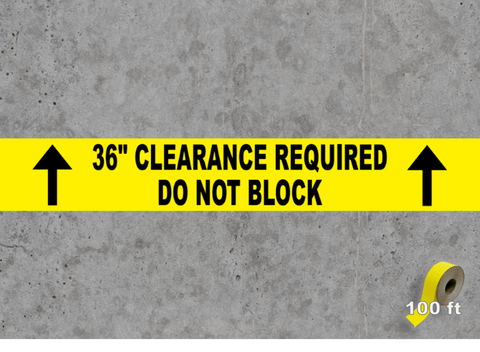 Heavy duty Floor Tape with do not block message on warehouse concrete