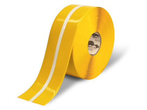 Glow in the dark Floor Tape - Mighty Line Yellow with glow in the dark center 4" Wide