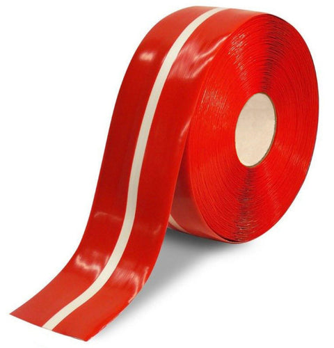 Mighty Line two color Floor Tape - 4" Red with White center