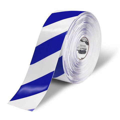 Mighty Line Floor Tape Blue and White 4" wide x 100ft roll