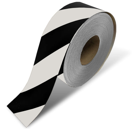White and black diagonal floor tape - 3" Roll 100 ft Long