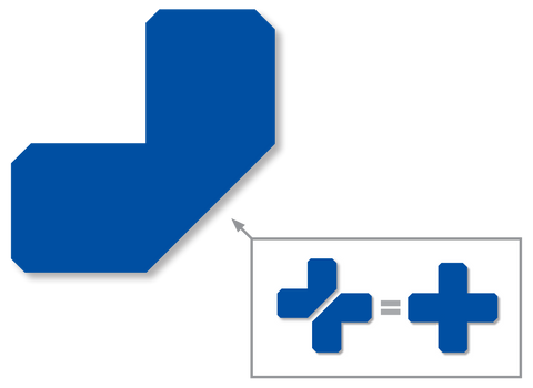 Mighty Line Half Angle blue floor marking with two combined to make a pallet marking T