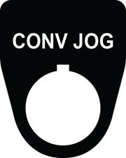 Conveyor Jog Legend Plate for control panel - black 22 mm