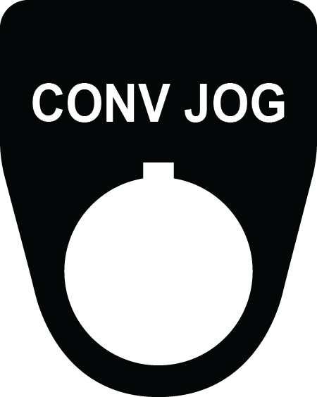Conveyor Jog Legend Plate for control panel - black 22 mm