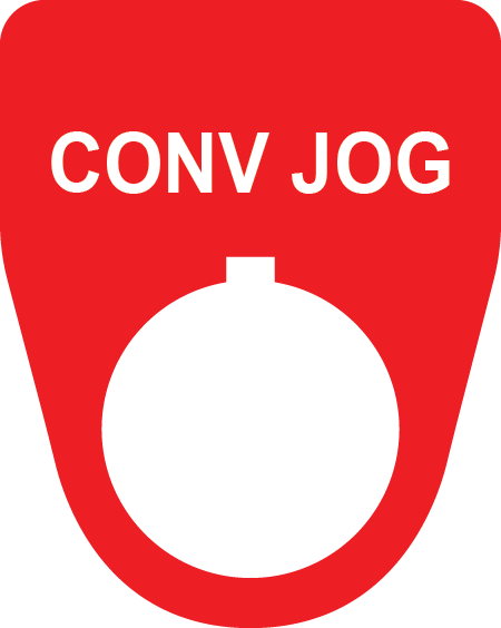 Conveyor Jog Legend Plate for control panel - red 22 mm