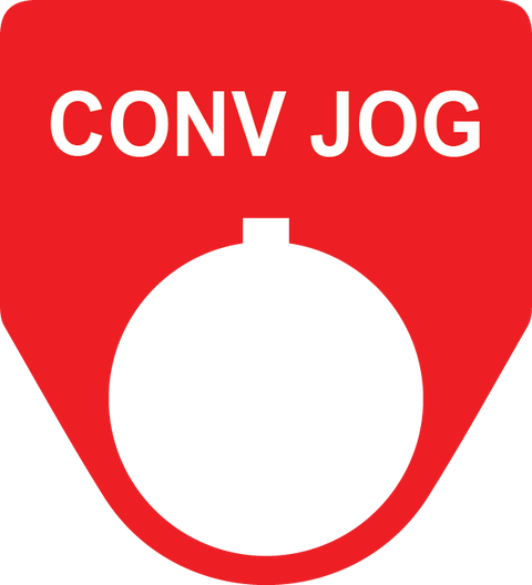 Conveyor Jog Legend Plate for control panel - red 30 mm