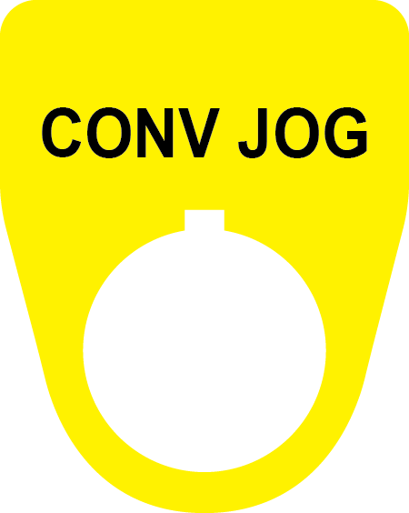 Conveyor Jog Legend Plate for control panel - yellow 22 mm
