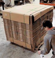 Floor Marking Angle Install on Warehouse floor with pallet and forklift traffic