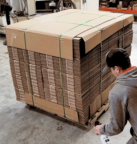 Floor Marking Angle Install on Warehouse floor with pallet and forklift traffic