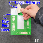 Custom Floor Marker with durable plastic, tough adhesive, easy peel liner infographic