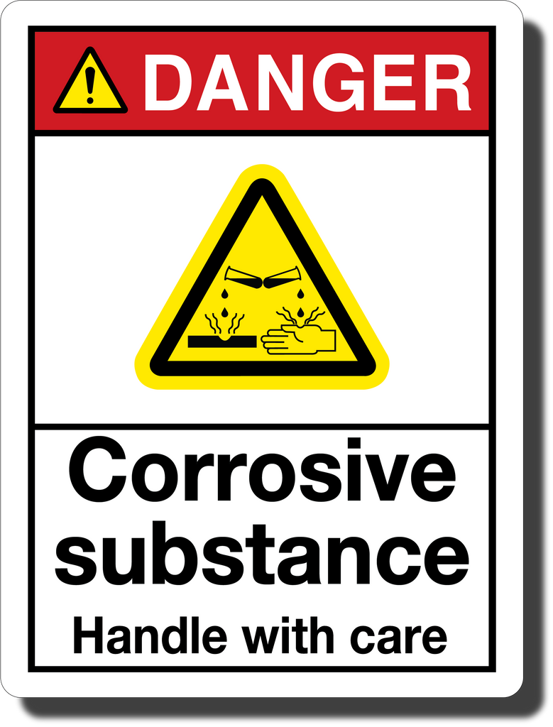Danger Corrosive Substance Aluminum Sign, image size:779x1024