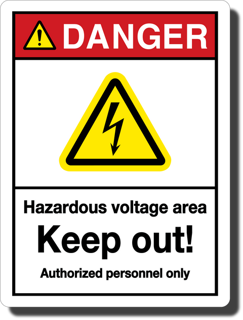 Danger Hazardous Voltage Area Aluminum Sign