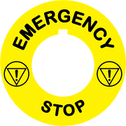 Emergency Stop Button ID Plate - Yellow Round 30mm