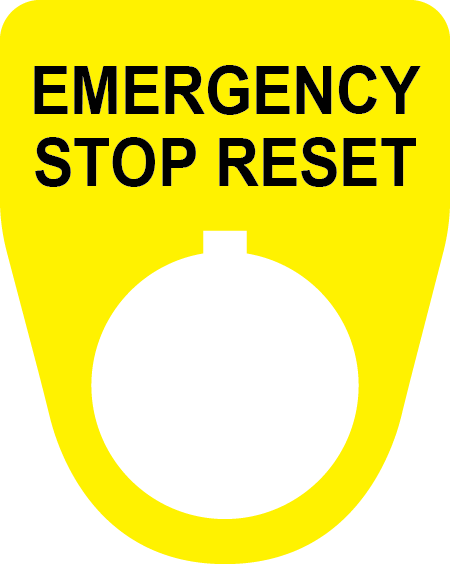 Emergency Stop Reset Button Legend Plate