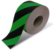 Green and Black diagonal stripe floor tape - 4" wide Roll 100 ft Long