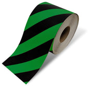 Green and Black diagonal stripe floor tape - 6" wide Roll 100 ft Long