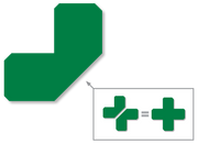 Mighty Line Half Angle green floor marking with two combined to make a pallet marking T