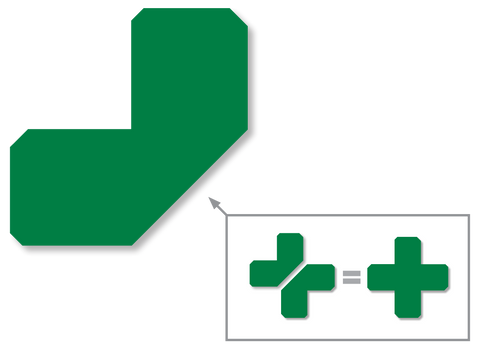 Mighty Line Half Angle green floor marking with two combined to make a pallet marking T