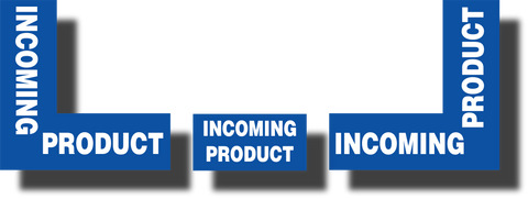 Floor marking angles with "Incoming Product" Text 