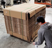 Floor angle locating a pallet on production  floor