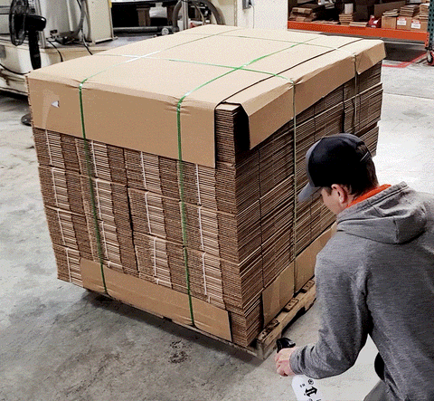 Floor angle locating a pallet on production  floor