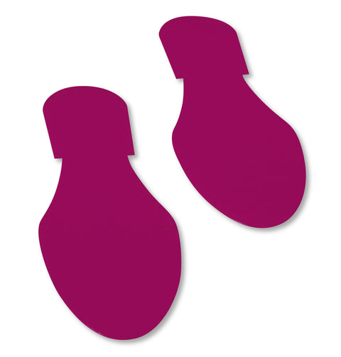 Purple Floor Footprints with adhesive to mark pedestrian walking areas in warehouse