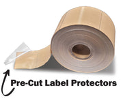 Pre-cut label protective sheets are clear on 500ft roll
