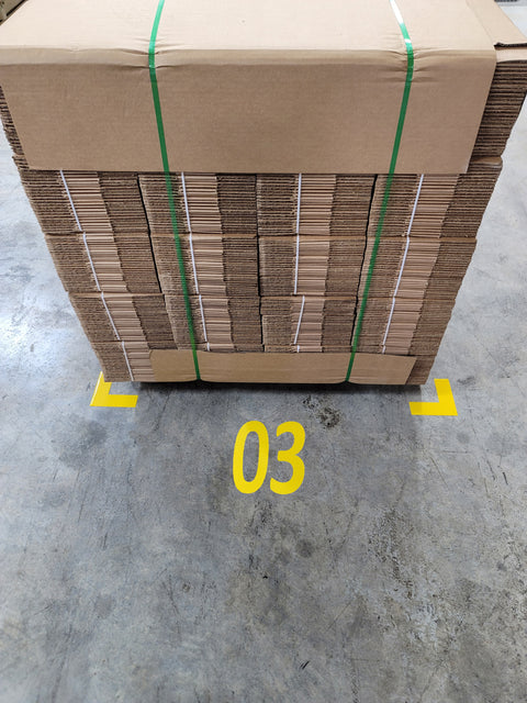 Floor Marking Letter and number in front of pallet with angle markers