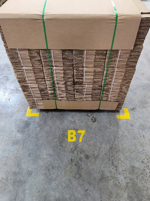 Floor marking number on warehouse floor with pallet and yellow angles