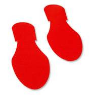 Red Floor Footprints with adhesive to mark pedestrian walking areas in warehouse