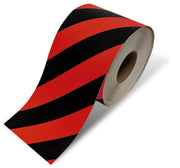 Red and Black hazard stripe floor tape - 6" wide Roll 100 ft Long