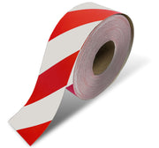 Red and white diagonal stripe floor tape - 3" Roll 100 ft Long