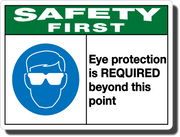 Safety First Eye Protection Required Aluminum Sign
