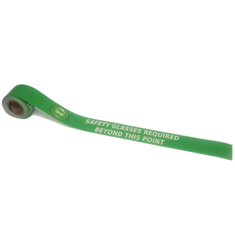 Roll Of repeating message floor tape - safety glasses