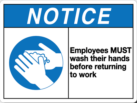 Notice Employees Must Wash Hands Floor Sign