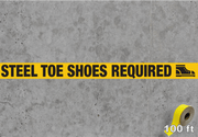 Floor Tape with Steel Toe Shoes Required message on warehouse floor