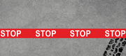 Heavy Duty Floor Tape with Stop message - Pedestrian and forklift traffic