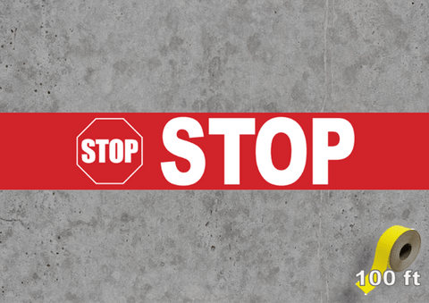Stop sign floor tape for warehouse traffic
